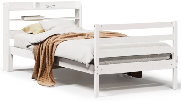 vidaXL Bettgestell mit Kopfteil ohne Matratze Weiß 100x200 cm 3306642