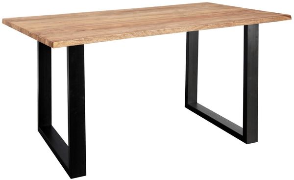 Baumkante Esstisch Sheesham naturbelassen 140 x 80 schwarz MAREK 76397528