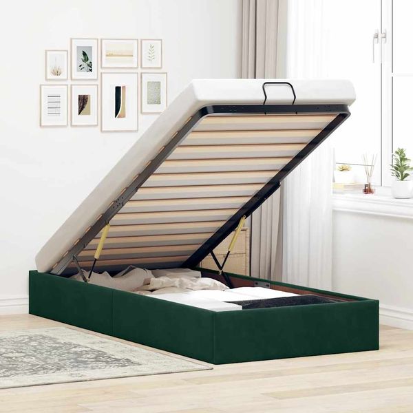 vidaXL Ottoman-Bett ohne Matratze Dunkelgrün 100x200 cm Samt 3310946
