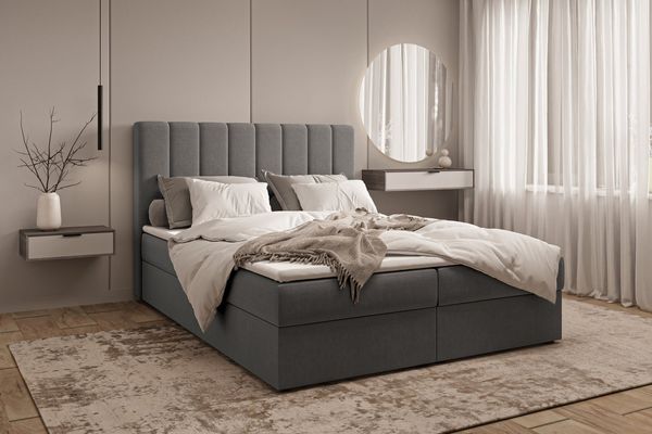 MOEBLO Boxspringbett Bett 01 (Bonell, Topper, Doppelbett gepolstertes Kopfteil mit Bettkasten Boxspringbett, aus Samt, Polsterbett Kontinentalbett, dekorativem Kopfteil), Boxspring, - (BxHxT):143/163/183x113x214 cm