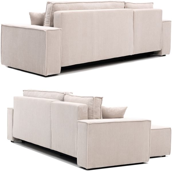 GrekPol 'Paris' Ecksofa mit Schlaffunktion, Samtstoff Beige Bild 8