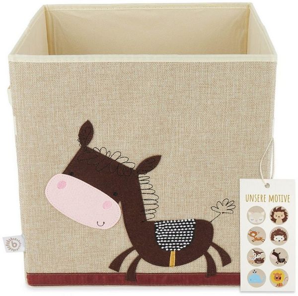 Praktische Spielzeugbox fürs Kinderzimmer, Esel, natur, 33 x 33 x 33 cm, von Bieco