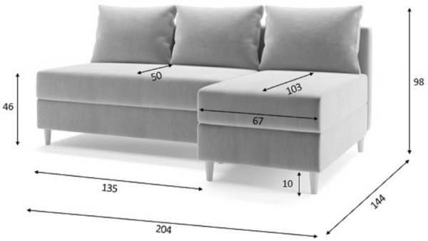 AX LIVING Ecksofa Klein Modern Farring 204 cm in Grau – Komfort & Stil Bild 4