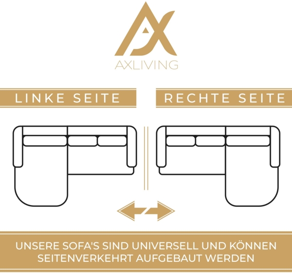 AX LIVING Ecksofa Klein Modern Farring 204 cm in Grau – Komfort & Stil Bild 5