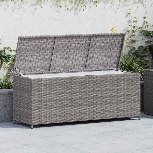 vidaXL Garten-Auflagenbox Grau 150x50x60 cm Poly Rattan 46462