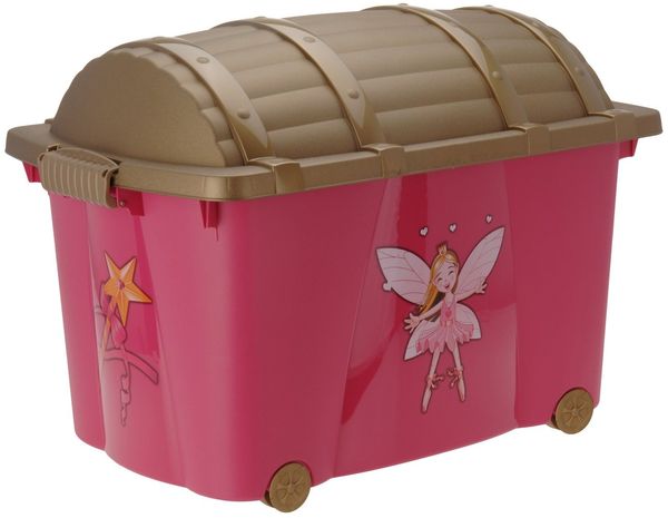 Spetebo Spielzeugtruhe Kinder Rollbox PRINZESSIN mit Deckel 57 Liter (Set, 1 St, Box mit Deckel), Kinderzimmer, Aufbewahrung, Rollbox, kinderleicht verschließen
