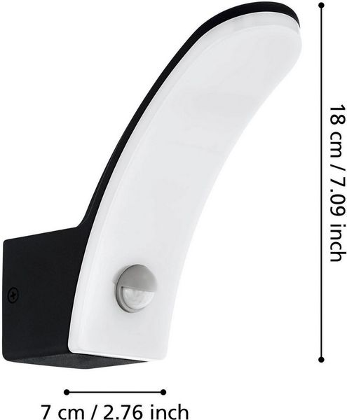 Eglo 98149 LED Outdoor Wandleuchte FIUMICINO schwarz weiß L:7cm H:18cm T:19cm Sensor IP44 Bild 4