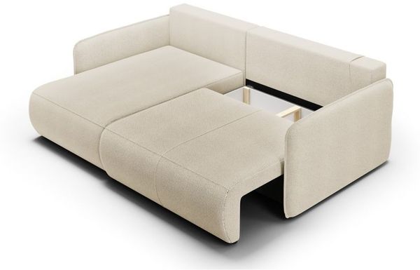 Ecksofa Sofa mit Schlaffunktion CALGARY Stoff Curio Creme Ottomane Links Bild 3