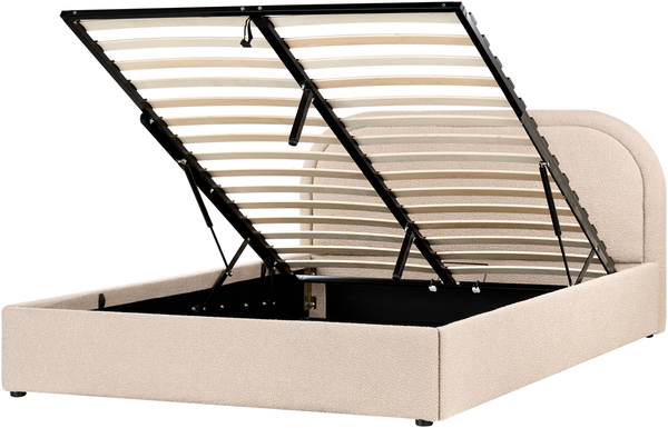 Bett mit Stauraum Bouclé QUILLIEN 160 x 200 cm Beige Bild 4