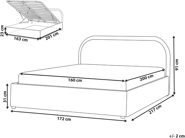 Bett mit Stauraum Bouclé QUILLIEN 160 x 200 cm Beige Bild 2