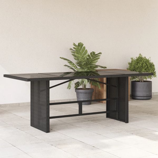vidaXL Gartentisch mit Glasplatte Schwarz 190x80x74 cm Poly Rattan 365304
