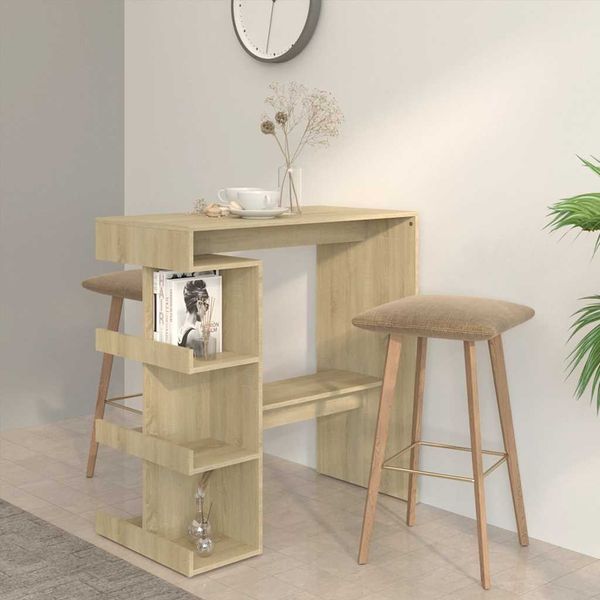 Bartisch, Stehtisch, Bistrotisch mit Regal Sonoma-Eiche 100x50x101,5 cm Holzwerkstoff
