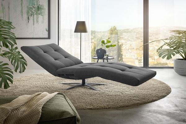 KAWOLA Relaxliege LETICIA motorisch mit Akku Feincord anthrazit 115 x 156 x 82 cm