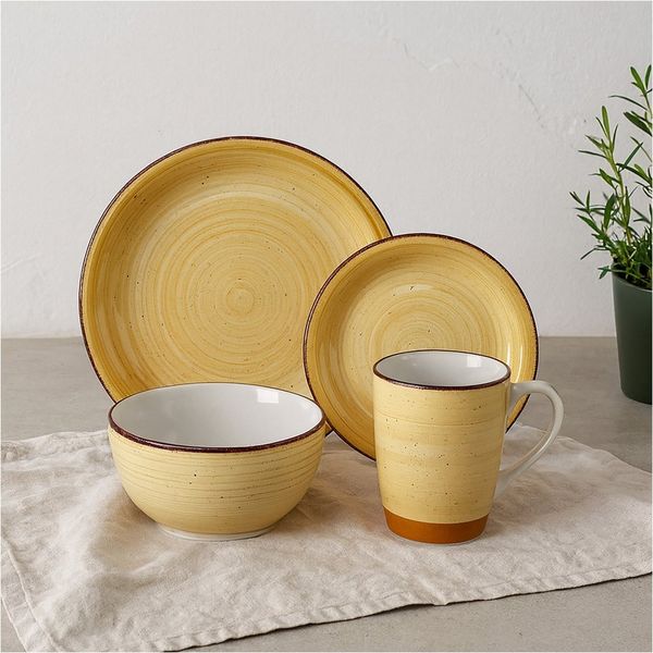 NTK-Collection Frühstücks-Geschirrset 16-teiliges Tafelservice aus Keramik Beige (16-tlg), Keramik, Frühstücksset Geschirrset