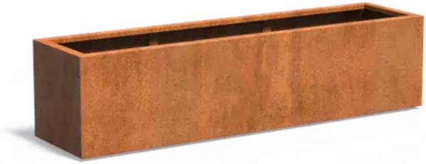 Adezz Pflanzgefäß Carrez Standard Rechteck aus Corten-Stahl Pflanzkübel Größe 200x50x50 cm