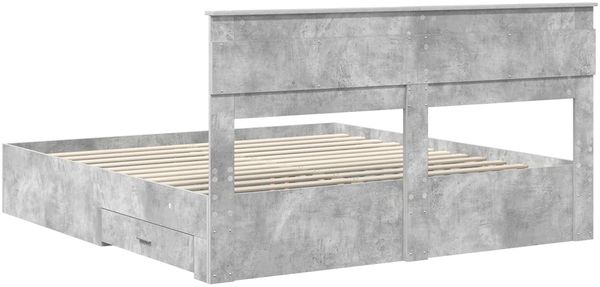 vidaXL Bettrahmen mit Kopfteil Beton Grau 200 x 200 cm Holzwerkstoff 3409955 Bild 7