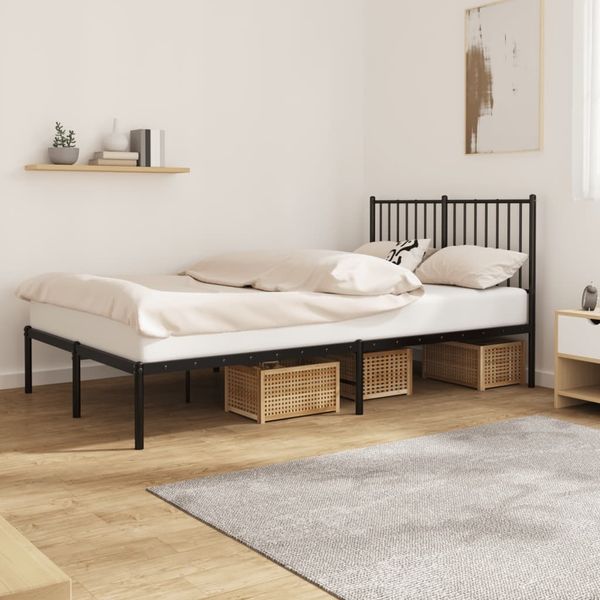 vidaXL Bettgestell mit Kopfteil Metall Schwarz 120x190 cm 350861