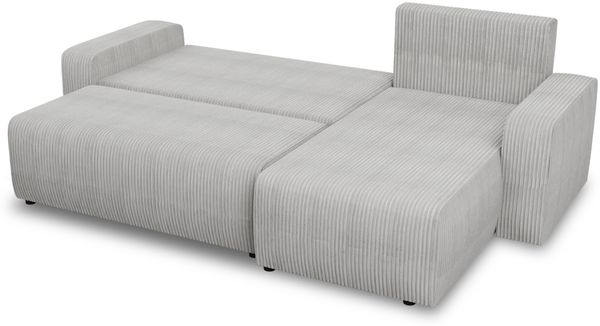 Ecksofa Roma L mit Schlaffunktion und Bettkasten - Cord Stoff - L-Form Couch, Polstersofa, Schlafsofa, Sofagarnitur - Ottomane Universal (Grau (Poso 110)) Bild 3