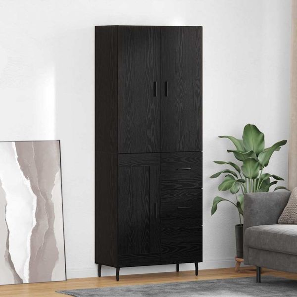 vidaXL Highboard 2 pcs Schwarz Eichen-Optik Engineered Wood und Glas 3416159
