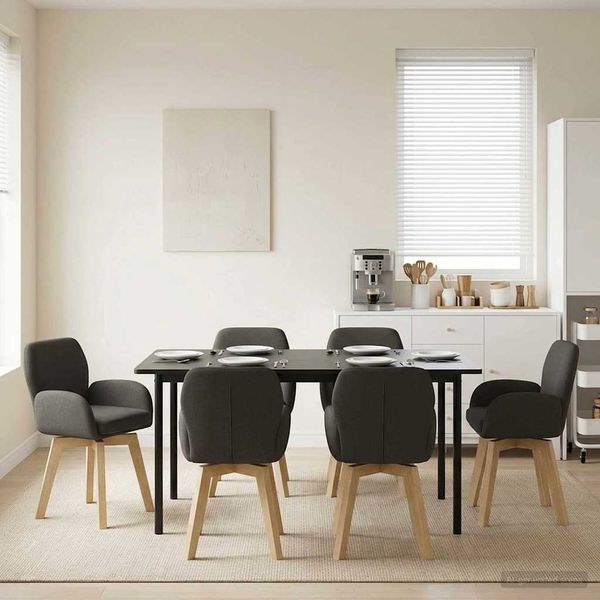 vidaXL Drehstuhl Esszimmer 6 pcs Bouclé Dunkelgrau 54 x 58 x 87 cm 3428292