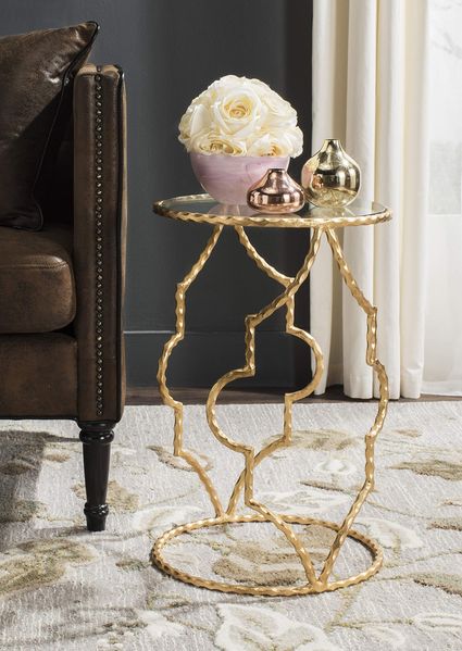 SAFAVIEH Modern Accent Table with Wooden , in Black and Gold, 40 X 40 X 50.8