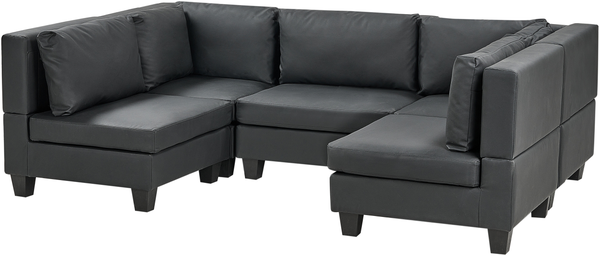 U-förmiges Modulsofa 5-Sitzer UNSTAD Kunstleder Schwarz Bild 4