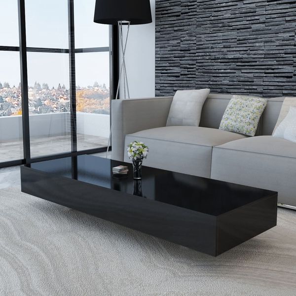 Couchtisch, Hochglanz Schwarz, 115 x 55 x 31 cm