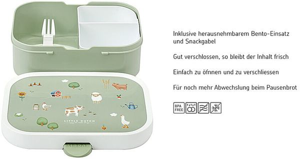 Mepal 'Campus' Brotdose mit Fächern & Gabel, Kunststoff, Little Farm, 750 ml Bild 2