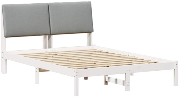 vidaXL Bettgestell Weiß und Hellgrau 140 x 190 cm Massivholz Kiefer 878758