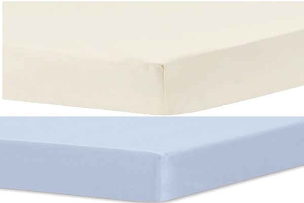 Dudu N Girlie Spannbettlaken für Reisebett, Baumwolle, 65x95 cm, 2-teilig, Creme/Blau