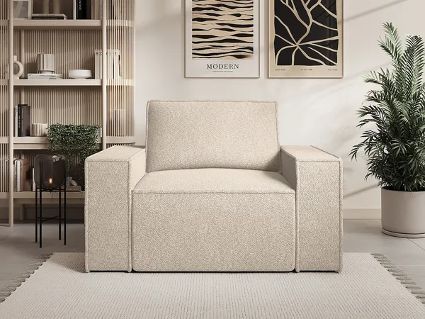Vente-unique - AMELIA Sessel Stoff Beige - B 86 cm x H 85 cm x L 120 cm