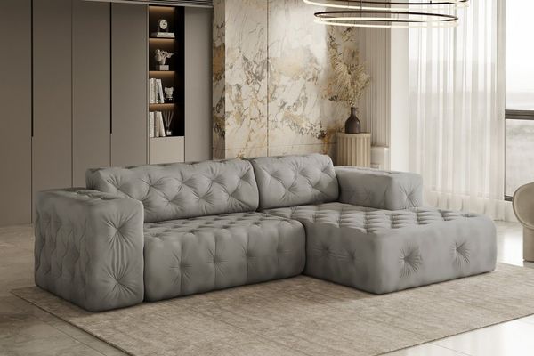 Kaiser Möbel Ecksofa Freistehendes, stark gesteppt, weich, elegant LUX stoff Whisper