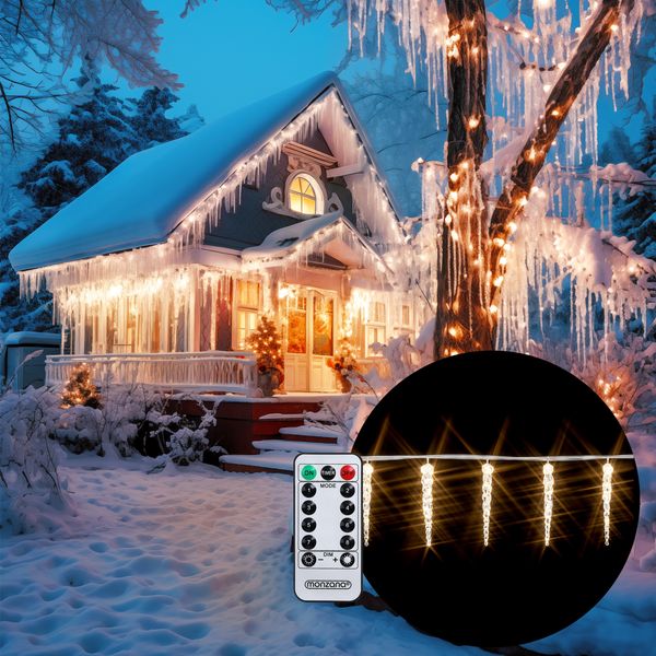 Eiszapfenlichterkette 40 Zapfen à 1 LED weiß mit Fernbedienung