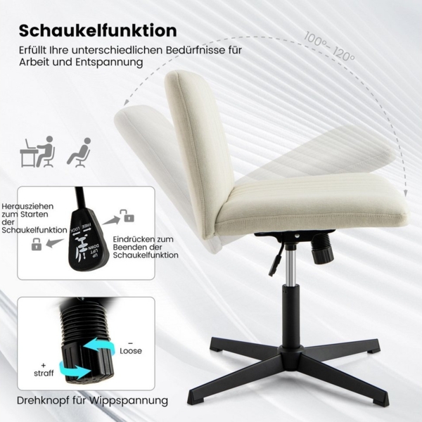 KOMFOTTEU Bürostuhl, drehbarer Schreibtischstuhl mit breiter Sitzfläche & 120° Schwingung Bild 3