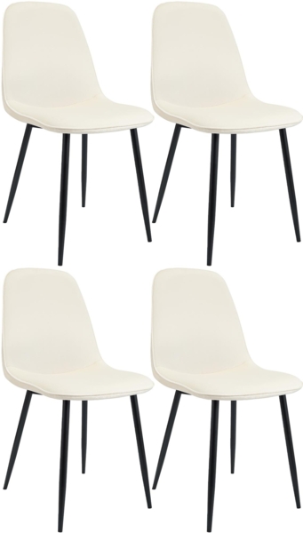 CLP 4er Set Esszimmerstuhl Maryam gepolstert mit Rückenlehne,creme Samt