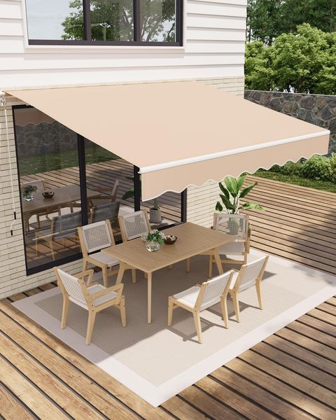 GarveeHome Gelenkarmmarkise 300x250 cm, UV50+ & wasserabweisend, mit Kurbel & Wandhalterung Länge + Winkel einstellbar, Markise für Terrasse & Balkon, Sonnenschutz Balkonmarkise Gelenkmarkise