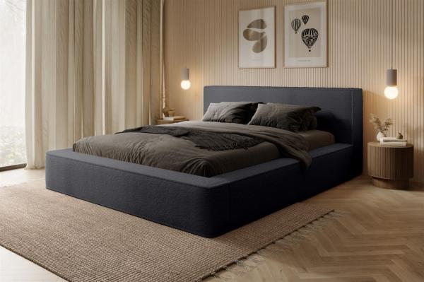 Polsterbett Doppelbett OMAHA 140x200cm in Stoff Euphoria Anthrazit