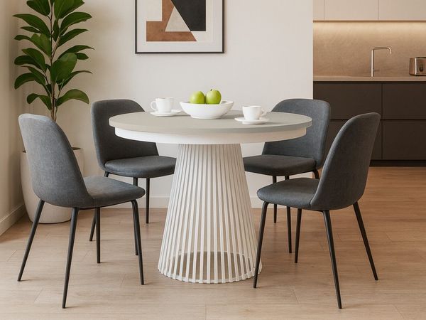 Beautysofa Esstisch Lumi im Loft-Stil, ausziehbar Ø 100–180 cm (hitze- und verfärbung beständig, Metallbeinen), verschiedene Farben