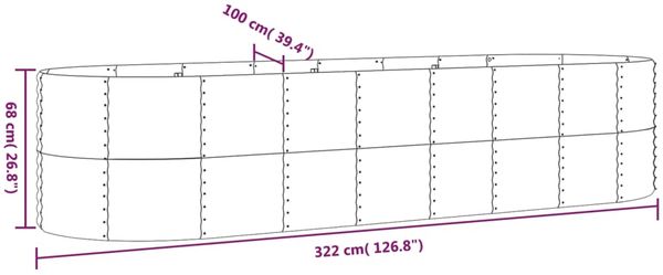 vidaXL Hochbeet Verzinkter Stahl 322x100x68 cm Grün 319068 Bild 6