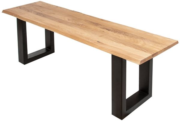 Sitzbank Baumkante 140 cm Eichenholz massiv schwarz ENRICO 77037432