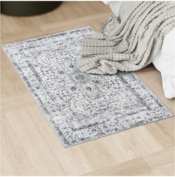 tectake Teppich flauschiger Vintage Designer Teppich, rutschfeste Unterseite, Eckig, Höhe: 0,60 mm, orientalisches Muster, pflegeleichter, strapazierfähig und waschbar