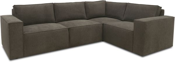 DOMO. collection Ecksofa 100017, Couch in L-Form mit Rückenkissen und Armlehnen, Sofa, Polsterecke, Eckcouch, Polsterganitur 217 x 197 x 84 cm (BxTxH), schlamm Bild 3
