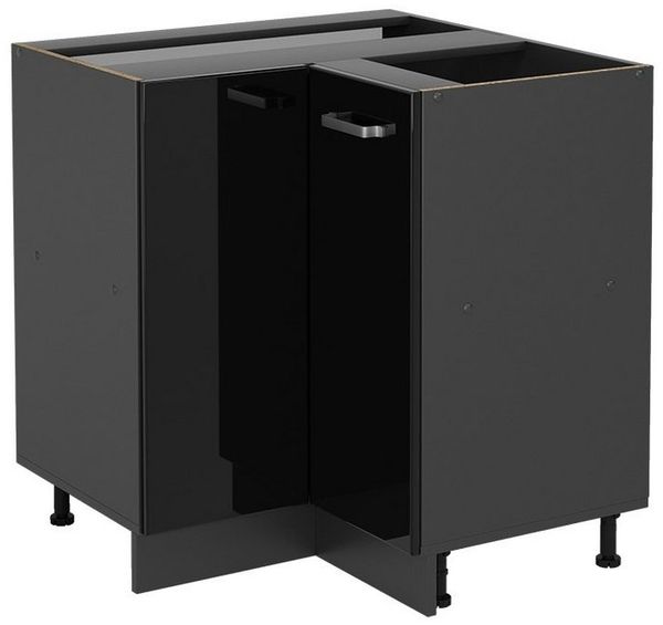 Eckunterschrank R-Line Schwarz Hochglanz 75.6 cm ohne Arbeitsplatte Vicco Bild 5