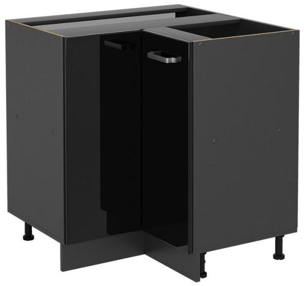 Eckunterschrank R-Line Schwarz Hochglanz 75.6 cm ohne Arbeitsplatte Vicco