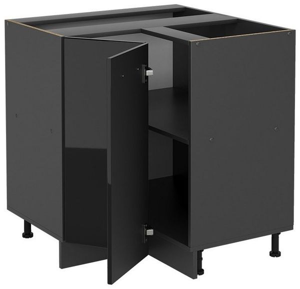 Eckunterschrank R-Line Schwarz Hochglanz 75.6 cm ohne Arbeitsplatte Vicco Bild 2