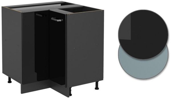 Eckunterschrank R-Line Schwarz Hochglanz 75.6 cm ohne Arbeitsplatte Vicco Bild 3