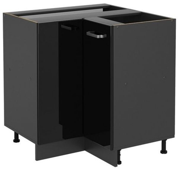 Eckunterschrank R-Line Schwarz Hochglanz 75.6 cm ohne Arbeitsplatte Vicco Bild 4