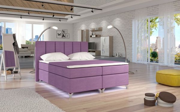 Boxspringbett PARMA Microfaser Lila 140x200 cm
