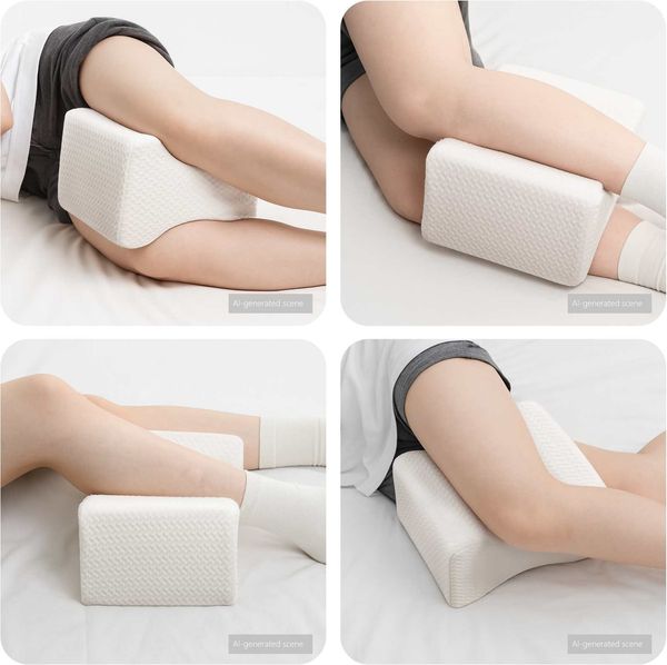 vidaXL Knee Pillow Weiß Memory-Schaum und Polyester 26 x 21,5 x 15 cm 42012682