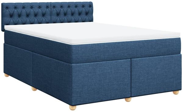 vidaXL Boxspringbett mit Matratze Blau 160x200 cm Stoff 3289044 Bild 3
